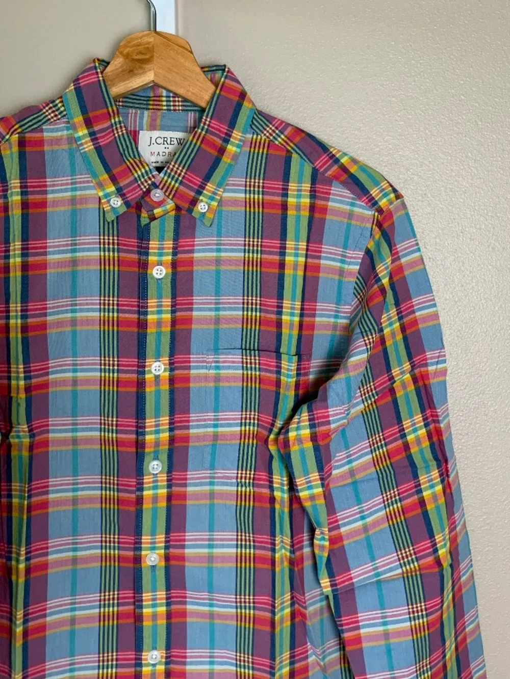 J. Crew Slim Madras Plaid Button Down Oxford Shirt